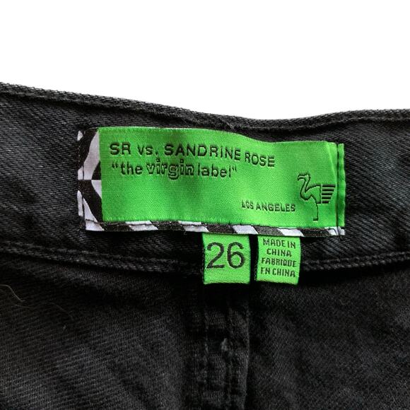 Sandrine Rose x Free People Jean Shorts Black High Rise Distressed Women's 26 - Picture 8 of 10